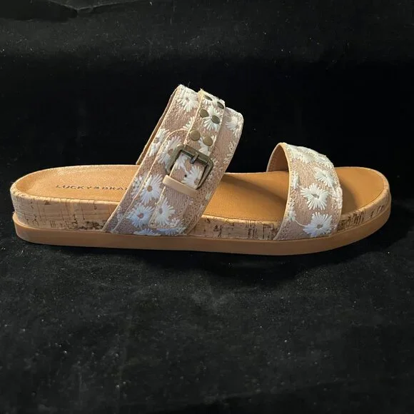 Lucky Brand Dineesa Studded Two Band Flat Sandals NIB Size 8 - Picture 4 of 7